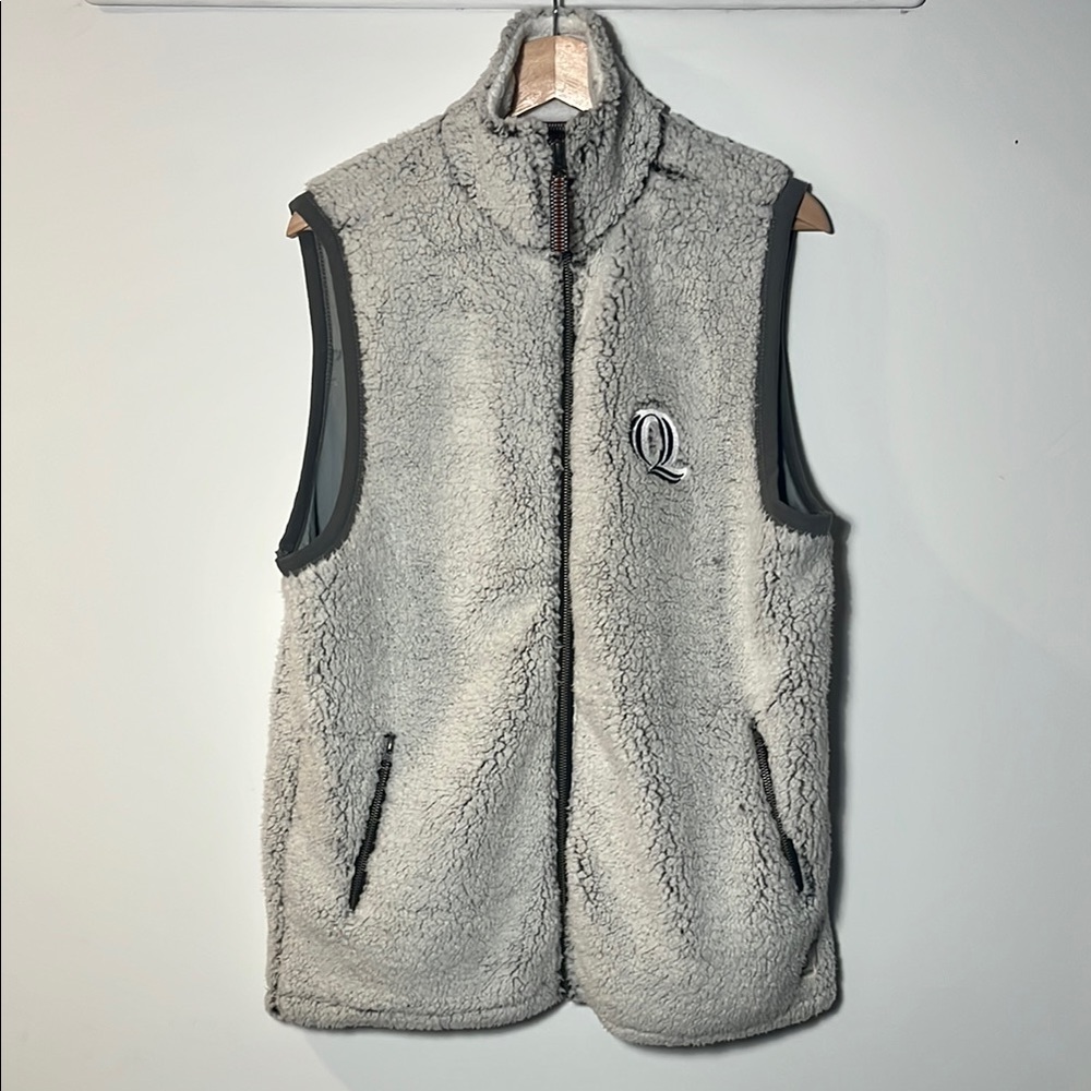 Gray Sherpa Fleece zip-Up Vest